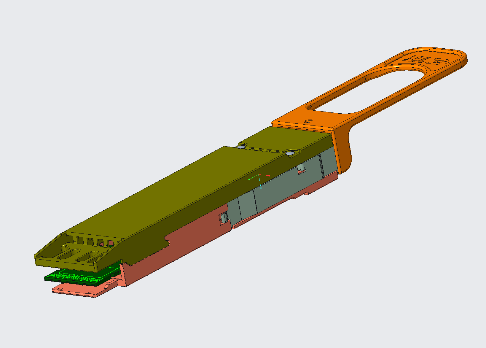 Creo rendering of an OSFP 224G test-module assembly